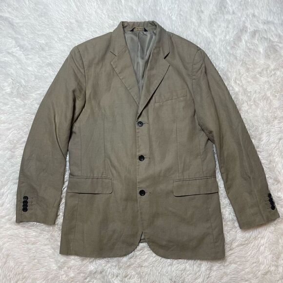 Banana Republic Jacket Blazer Linen Cotton Tan Beige Size 42R Sport Coat - Picture 2 of 11